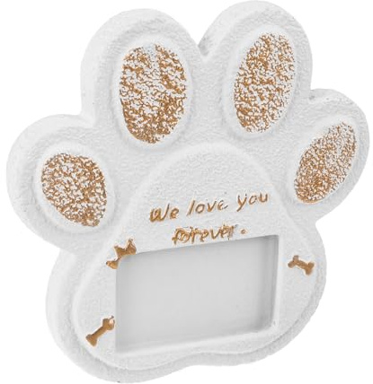 ANDRESLAD Piedra Conmemorativa para Mascotas 15x15 Cm, Marcador de Tumba Forma de Huella de Perro, Resistente Intemperie para Jardín y Exteriores, Placa Metálica Memorial para Perros y