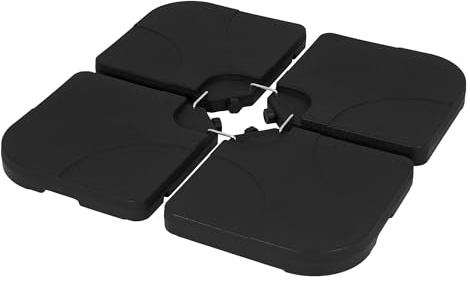 ML-Design Peso para Base de Sombrilla con Juego de 4 Placas Rellenables de hasta 60L de Agua/80kg de Arena Paragüeros Cruzado en el Suelo Asas Integradas Soporte de Fijación de Parasoleros