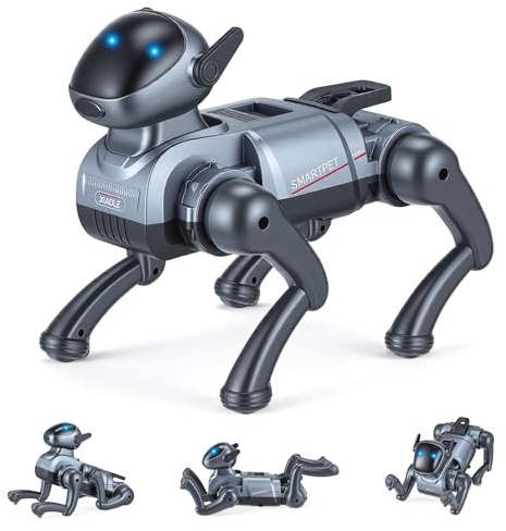 Ovshnrr Robot Chien Enfant Jouet Télécommandé avec 25 Fonctions, Programmable pour Enfant, Yeux LED Dynamiques avec Effet de Brume, 2 Batteries Rechargeables, Idéal Cadeau Éducatif Garçon Fille 3-12 A