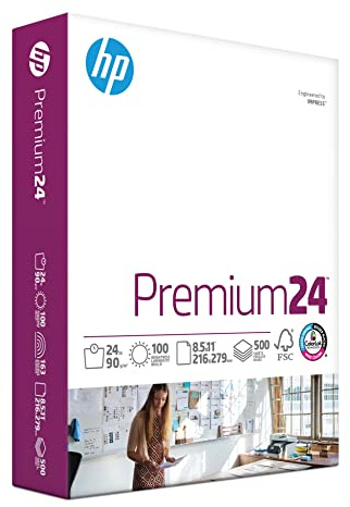 HP Printer Paper | 8.5 x 11 Paper | Premium 24 lb | 1 Ream - 500 Sheets | 100 Bright | Made in USA - FSC Certified | 112400R