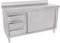 Beeketal 'BAS140-60L' Gastro Edelstahl Küchenschrank mit 3 Schubladen (links), 2 Rolltüren und 4 verstellbaren Standfüßen, Küchen Arbeitsplatte mit 10 cm Aufkantung - (L/B/H) ca. 1400 x 600 x 950 mm