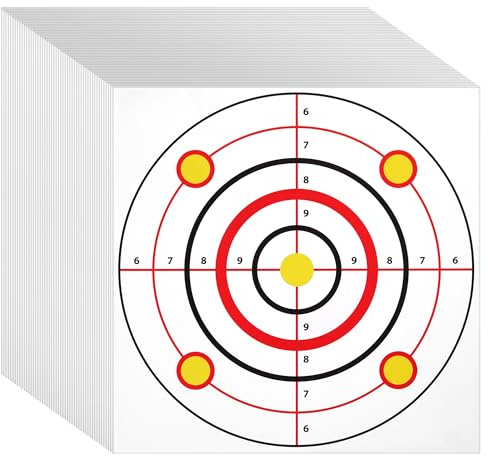 50 Pack Paper Shooting Targets for Range, Bulk for Hunting, Handguns, Pistols, Rifles, Bullseye Design 11x11 in (27.94 x 27.94 cm)