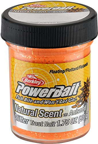Berkley PowerBait Appât pour Truite (Tous Les modèles, Couleurs et parfums), Orange Fluo – Parfum anis