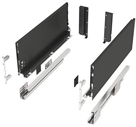 Schubkastensystem JUNKER-SLIM anthrazit Höhe: 167 mm Tiefe: 450 mm belastbar bis 40 Kg Soft-Close Küchenschublade mit 13 mm schlanken Schubladenzargen