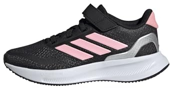 adidas Unisex Kids RUNFALCON 5 Shoes Kids, Core Black/Pink/Silver Metallic, 1.5 UK