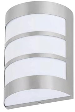 damastoreitalia Applique da Parete IP44 E27, Lampada Esterna in acciaio inossidabile, Illuminazione per Ingresso, Vialetti, Patii (Argentato)