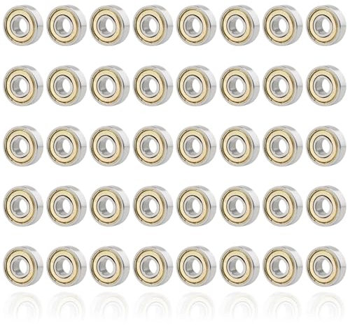 608zz Kugellager Kohlenstoffstahl, 40 Stück Rillenkugellager, Kugellager Skateboard Keramik mit Kasten, Miniaturrollenlager mit Doppelschirm, doppelter abgeschirmter Kohlenstoffstahl für Inline-Skates