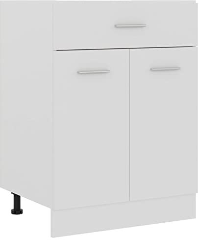 Myheimly Schubunterschrank Weiß 60x46x81,5 cm Holzwerkstoff Küchenschrank Küchenzeile Küchenmöbel Unterschrank Küchenunterschrank Schrank