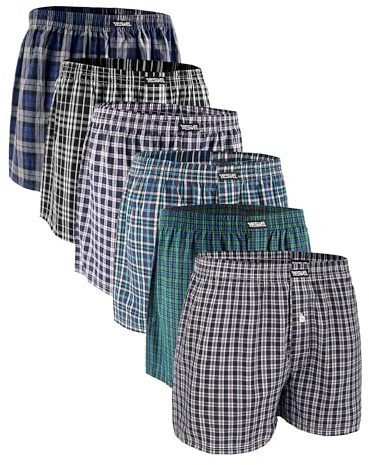 YESWEL Boxers Hommes, Paquet de 6, 100% Coton Américain, Short Homme Coton Respirants, Caleçon Rétro Large pour Hommes (Multicolore 03, M)