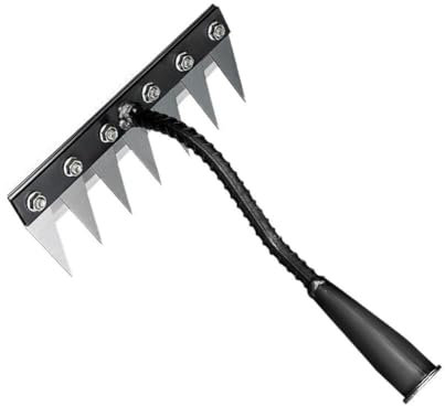 Rastrillo de acero al carbono para jardín, herramienta de extracción de malas hierbas, 5-8 dientes para césped manual para deshierbar y cuidado del rastrillo, desbrozador,