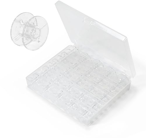 Canillas máquina coser, 25 piezas accesorios costura con caja transparente, bobinas de hilo plásticas reutilizables
