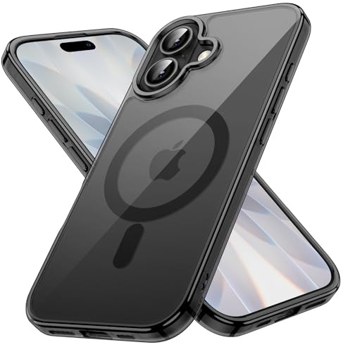 JETech Cover Magnetica per iPhone 17 6,3 Pollici Compatibile con MagSafe, Antiurto Cellulare Paraurti Custodia, Anti-Graffio Retro Trasparente (Nero)