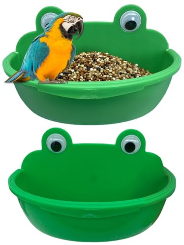 Lot de 2 bols de nourriture pour cages à oiseaux - Abreuvoir pour perroquets - Assiette résistante aux éclaboussures pour perroquets inséparables et perruches