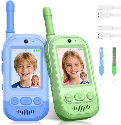 Gofunly Talkie Walkie Enfants Vidéo Rechargeables pour 3 à 8 Ans-2 PCS