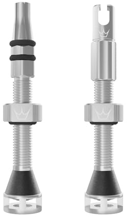 Peaty's Holeshot Fast Flow Tubeless Valves - High Airflow Anti Sealant Clog Design, Fast Tyre Setup, Fully Serviceable 7075 Aluminium, Bike Tyre Valves Compatible with MTB Rim Inserts, 42mm Silver