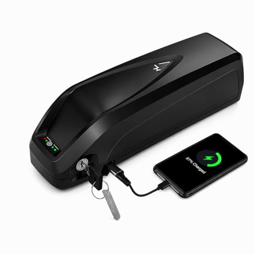36V 15AH Ebike Battery with USB Port, Upgrade Hailong Electric Bike Lithium Ion Battery 5 pin with Charger, LED Battery Indicator & Safe Lock for 200-1500W Motor