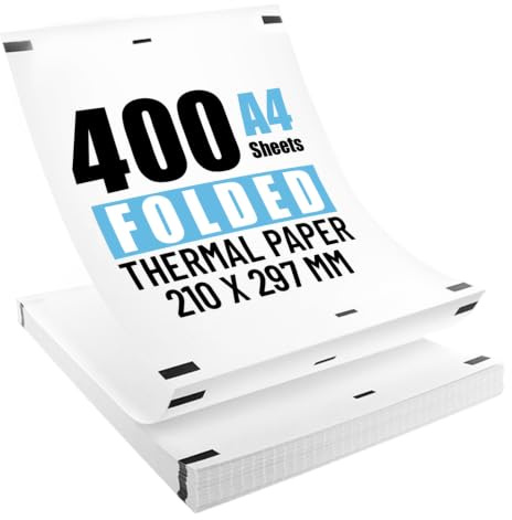 Swylexn 400 Sheets Thermal Paper, 210X297mm Thermal Printer Paper, Waterproof Thermal A4 Paper, Oilproof Printer Paper, Fold Copier Print Paper A4 White, Printing Paper for Study, Meeting