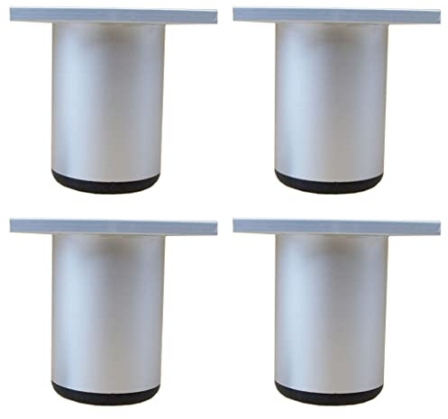 Lot de 4 pieds de meubles de cuisine en Aluminium - Réglables - Ronds - pied de support pour canapé de meuble capacité de charge 100 kg-6cm-Blanc