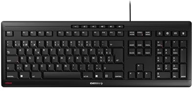 CHERRY Stream Keyboard, Clavier Filaire, Disposition Belge (AZERTY), Frappe silencieuse, Sensation de Frappe Unique, Design Plat, Noir