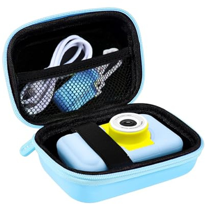 Leayjeen Étui pour Appareil Photo Compact Enfants Compatible avec ASTGMI/Gofunly/ZHUTA/Yokiss/HiMont/Hangrui/MJUM/HOOMOON, Enfant PâQues Anniversaire Cadeaux (étui Uniquement) Bleu