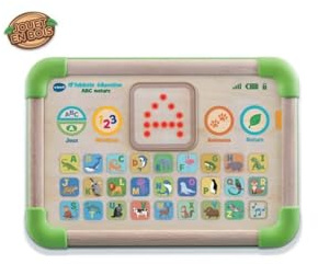 VTech - Tablette Éducative ABC Nature, Tablette Enfants Interactive et Sensorielle Partiellement en Bois, Jouet d'Éveil Alphabet Animaux, Cadeau Bébé Fille et Garçon Dès 1 an - Contenu en Français