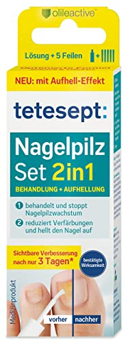 tetesept Anti-Nagelpilz Set - 1 x 4 ml - Zur Behandlung von Pilzerkrankungen der Nägel – schnell einziehende Lösung gegen Nagelpilz inkl. 5 hygienischer Einmal-Feilen