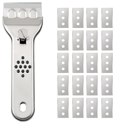 Youery Raschietto per piano cottura in vetroceramica, con 20 lame di ricambio, raschietto per vetro da cucina per piano cottura in ceramica, per Pulizia Ceramica, Forno, Piano a Induzione, Piastrelle