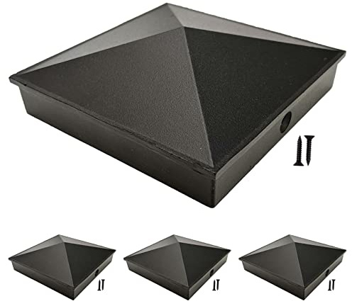 FGUYOHU 6x6 Black Fence Post Caps Powder-Coated Aluminum Pyramid Deck Caps for 6x6 Nominal Outdoor Wood Posts (Actual/True 5.5 x 5.5) Durable and Stylish Cap Cover 4 Pack