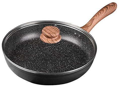 OQHAIR Non-stick Frying Pan Medical Stone Coating Chef's Pans With Heat Resistant Handle Use for Gas and Incuction Cooker