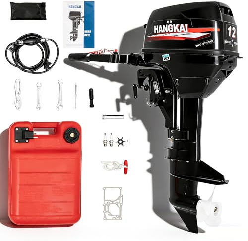 EEYBLAEEY Hangkai 2-Stroke 12HP Outboard Motor, Multi-gear Outboard Motors, Outdoor Boat Motors with CDI Ignition System Water Cooling System for Rubber Boats Inflatable Boats Yachts