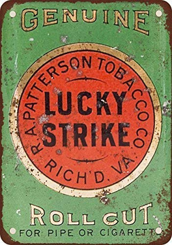 Metal tin sign 8x12 inch Lucky Strike Pipe and Cigarette Roll Cut Tobacco Vintage Look Reproduction Metal Tin Sign