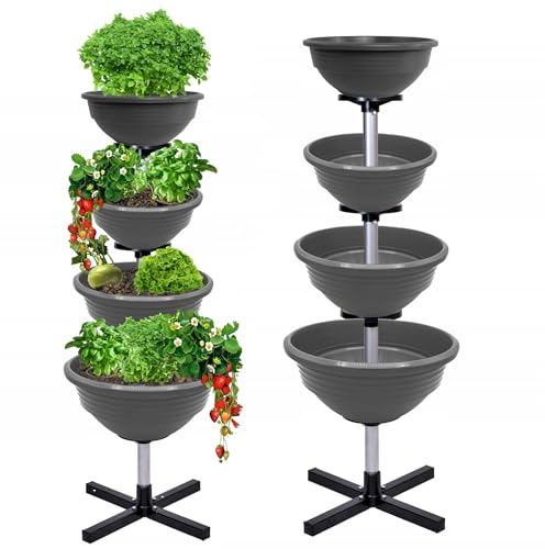 Pflanzturm Vertikaler Garten Etagenbeet Pflanzsäule Erdbeerturm Hochbeet Farbauswahl Anthrazit 110 cm
