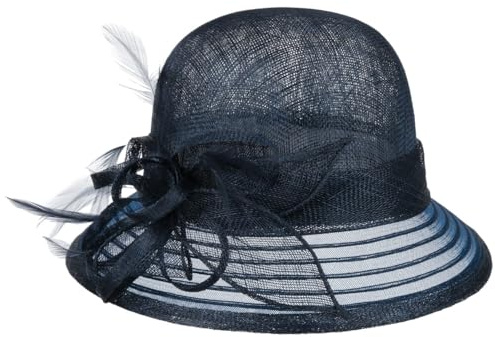 Seeberger Leavica Glockenhut mit Crinol Anlasshut Damenhut Strohhut Sonnenhut Damen - Ripsband Sommer Frühling-Sommer - One Size dunkelblau