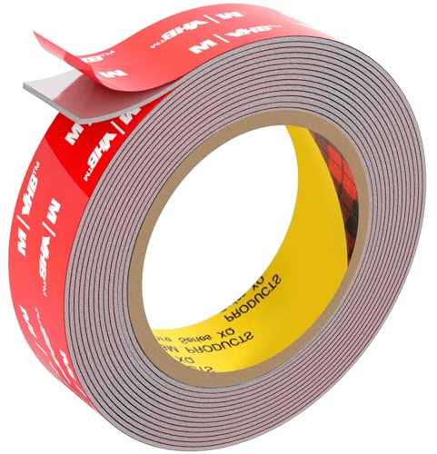 FIXCHORD Double Sided Tape Heavy Duty, Extra Strong Adhesive Tape, Waterproof Mounting Tape, Double Sided Acrylic Foam Tape for Automotive, LED Strips, Home & Office Decor, Grey (15FT×0.98IN)