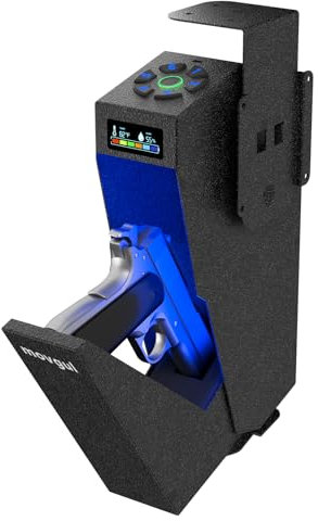 movgul Gun Safe Biometric Drop Down Bedside Gun Safe Quick Access Handgun Safe Mount Pistol Safe for Desk, Car, Nightstand