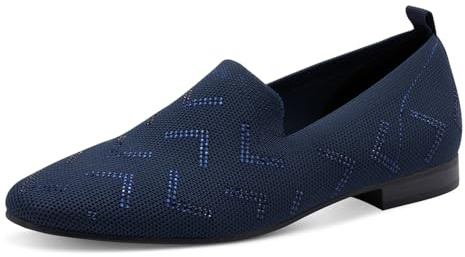 MARCO TOZZI Zapatilla de mujer con tacón de bloque punta redonda, azul marino, 39 EU