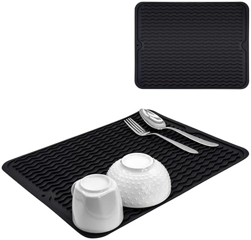 Netrox - Abtropfmatte Silikon groß und klein - lebensmittelecht, leicht zu reinigen, rutschfest & hitzebeständig bis 230C° - Geschirr abtropfen Spüle Unterlage, dish drying mat Küche, Abtropfmatten