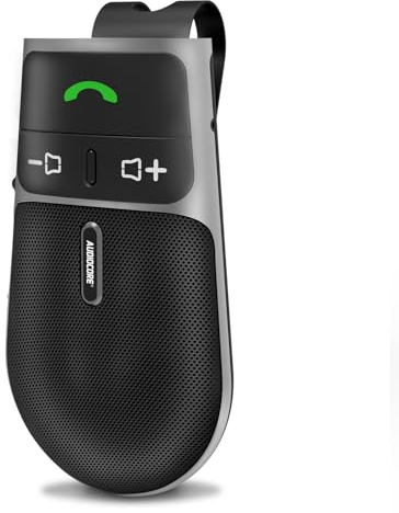 Audiocore AC480 Kit vivavoce per auto | Compatibile con Siri e Assistente Google | Bluetooth 5.0 | Accensione automatica, guida vocale, A2DP, riconnessione automatica, potenza altoparlante da 2 W