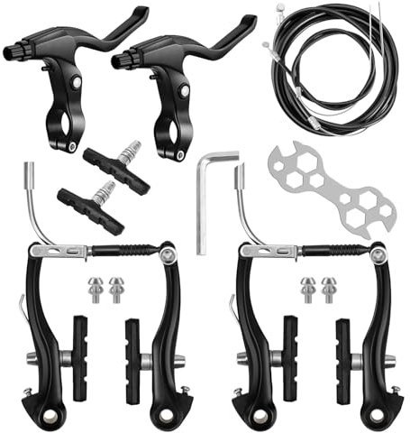 Luckwaii Fahrrad Bremsen Set Aluminium Bremshebel Schalthebel Fahrrad Bremshebel Fahrrad V Brake für Vorne und Hinten Bremsarme 110 mm mit Linearer Fede Geeignet für Bremsanlage MTB Citybike, 2 Paar