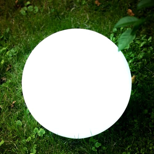 Lumiled Milchig Kugelleuchte Außen Außenkugelleuchte Kugellampe Weiß Gartenkugel Außenleuchte Kugel Wegeleuchte Lichtkugel wetterfest IP44 E27 Fassung inkl. Anschlusskabel 1,95m Ø 30cm