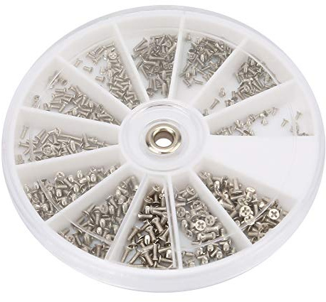 Box rotondo da 600pcs M1.0 M1.2 M1.4 M1.6 Set di viti a testa piatta in acciaio inossidabile per l'organizzatore del kit di riparazione degli occhiali