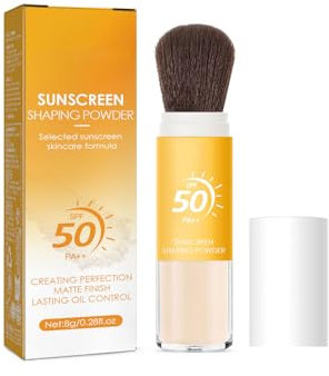 Mineral Powder Sunscreen Brush - SPF50+ Matte Face Powder - Portable Translucent With Soft Brush - Oil Control Natural Matte Finish, Lasting Lightweight Breathable, All Skin
