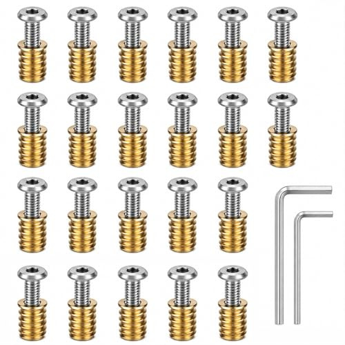 Zynthor Zynthor M8 Furniture Fixing Connector Set, 20PCS M8 x 25mm Hex Socket Bolts with 20PCS M8 x 20mm Threaded Insert Nuts and 2 Allen Keys for Bed Frames, Chairs, Tables and Cabinets
