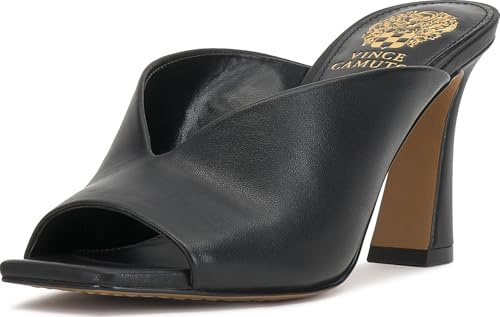 Vince Camuto Womens Galeni Peep Toe High Heel Mules, Black, 10, Medium