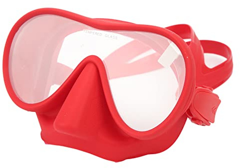 Tnfeeon Maschera Subacquea per Snorkeling, Vetro Temperato Trasparente con Tecnologia Antiappannamento, Morbido Silicone 3D Adatto per Adulti e Bambini (rosso)