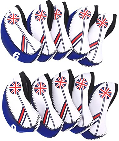 10PCS Golf Club Headcover, Coperture per Putter Golf con Design Dual Color, Morbide e Leggere per Proteggere le Teste dei Bastoni da Golf, Facili da Trasportare e Conservare (Blu reale)