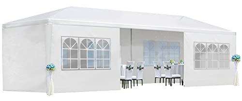 Avolend 10x30 FT Party Tent Heavy Duty Wedding Event Canopy with 8 Removable Sidewalls, Waterproof Outdoor Gazebo Pavilion for Large Backyard, Patio, BBQ, and Family Gatherings, White