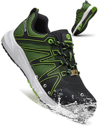 Zapatos de Seguridad Hombre Mujer S3S Zapatillas Seguridad Negro Verde 43