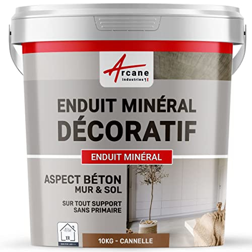 Enduit minréral decoratif interieur | Aspect/Effet beton pour sol et mur toute pièce intérieure - 10 kg Cannelle - ARCANE INDUSTRIES