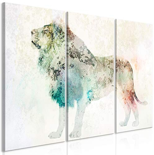 decomonkey Bilder Tiere Abstrakt 120x80 cm 3 Teilig Wandbild Groß Leinwandbild XXL Deko Wohnzimmer Schlafzimmer Büro Wanddeko Leinwand Pictures For Wall Poster Wall Painting Löwe